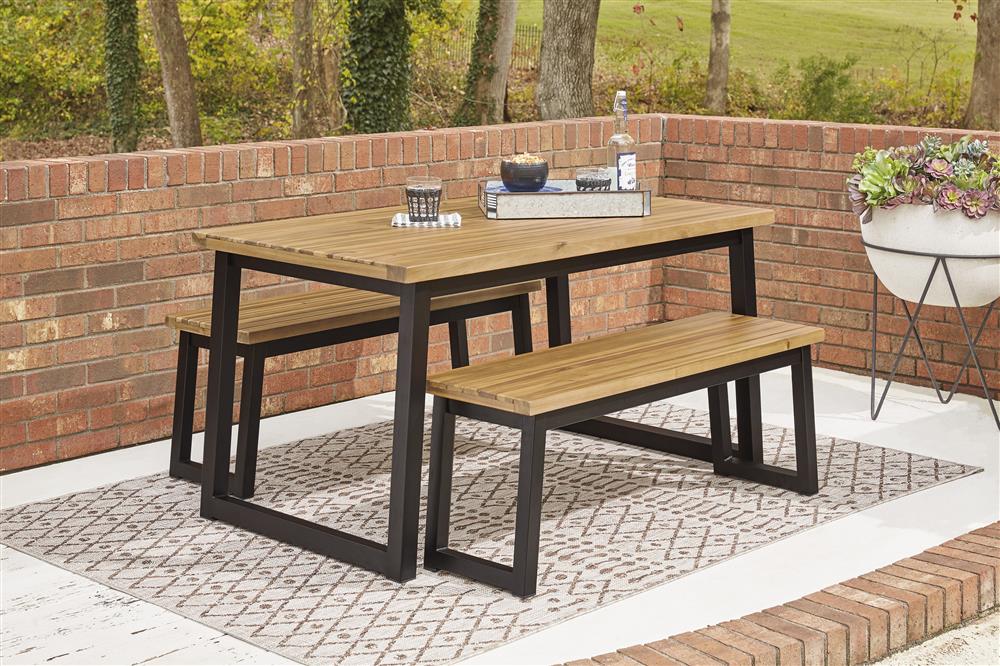 wooden patio set